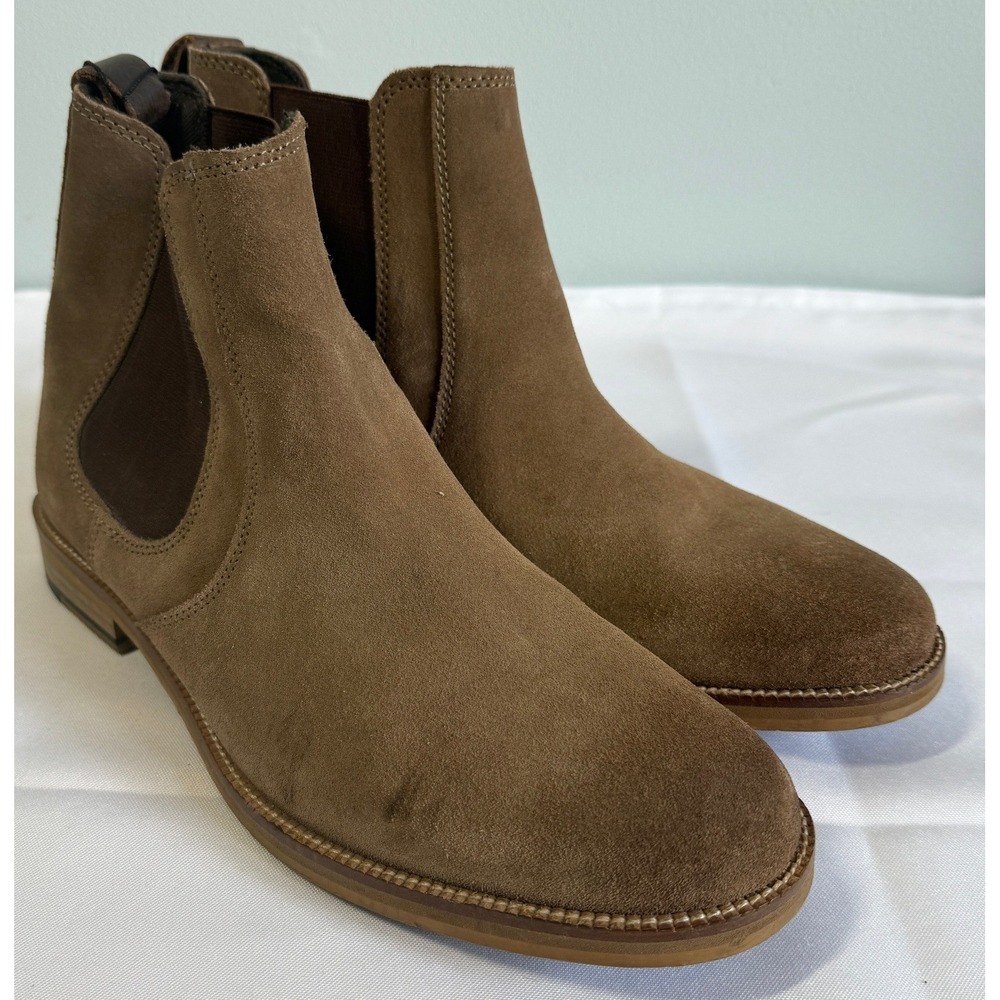 Crevo Mens Leather Chelsea Boot Size 10 Brown Suede Pull On Casual Western Urban